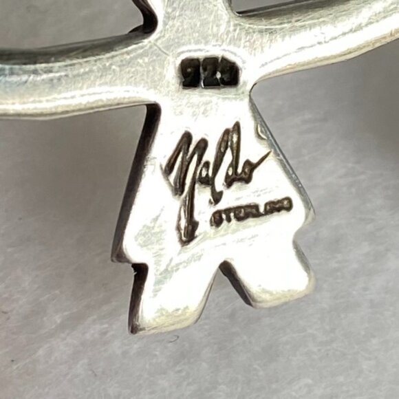 VTG Sterling Silver 925 1.69" Signed Naldo 3 Sisters Paper Dolls Heart Brooch - Picture 7 of 14